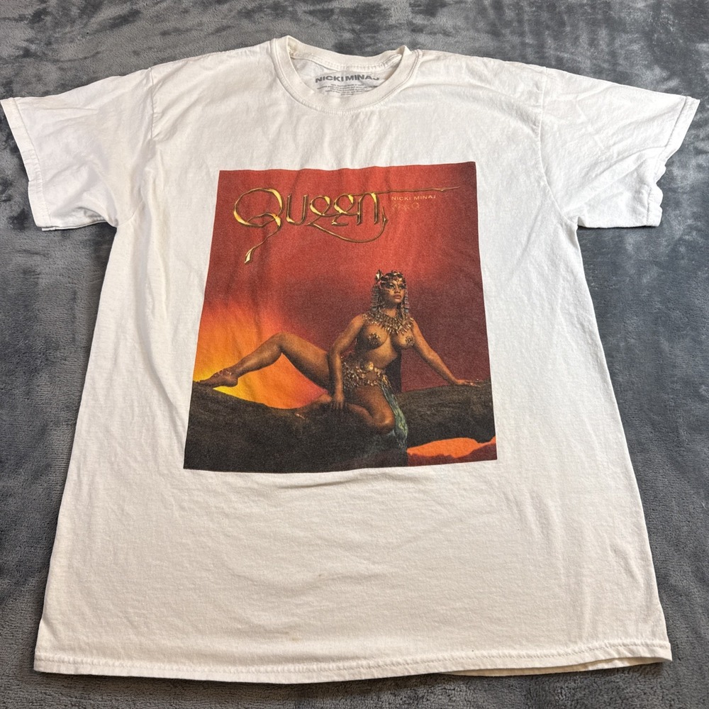 Nicki Minaj Queen Album Merch T-Shirt White Large Short Sleeve Graphic Tee